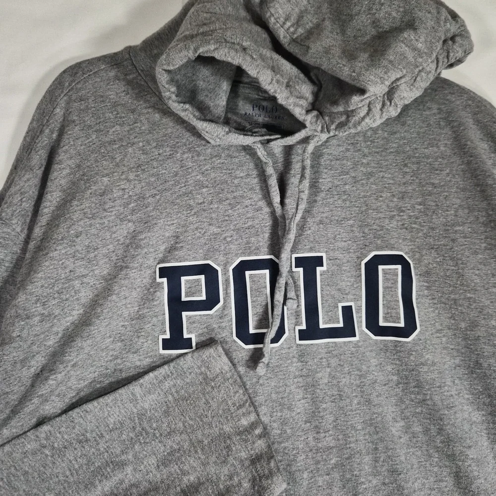Polo Ralph Lauren Big Logo Lightweight Hooded Long Sleeve T-Shirt Gray Men's...